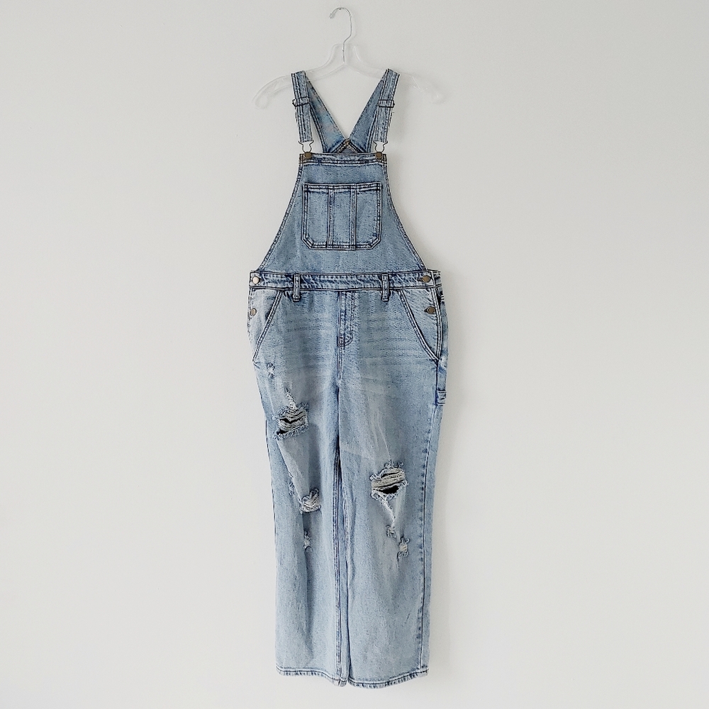 Love, Fire Distressed Denim Jean Overalls M